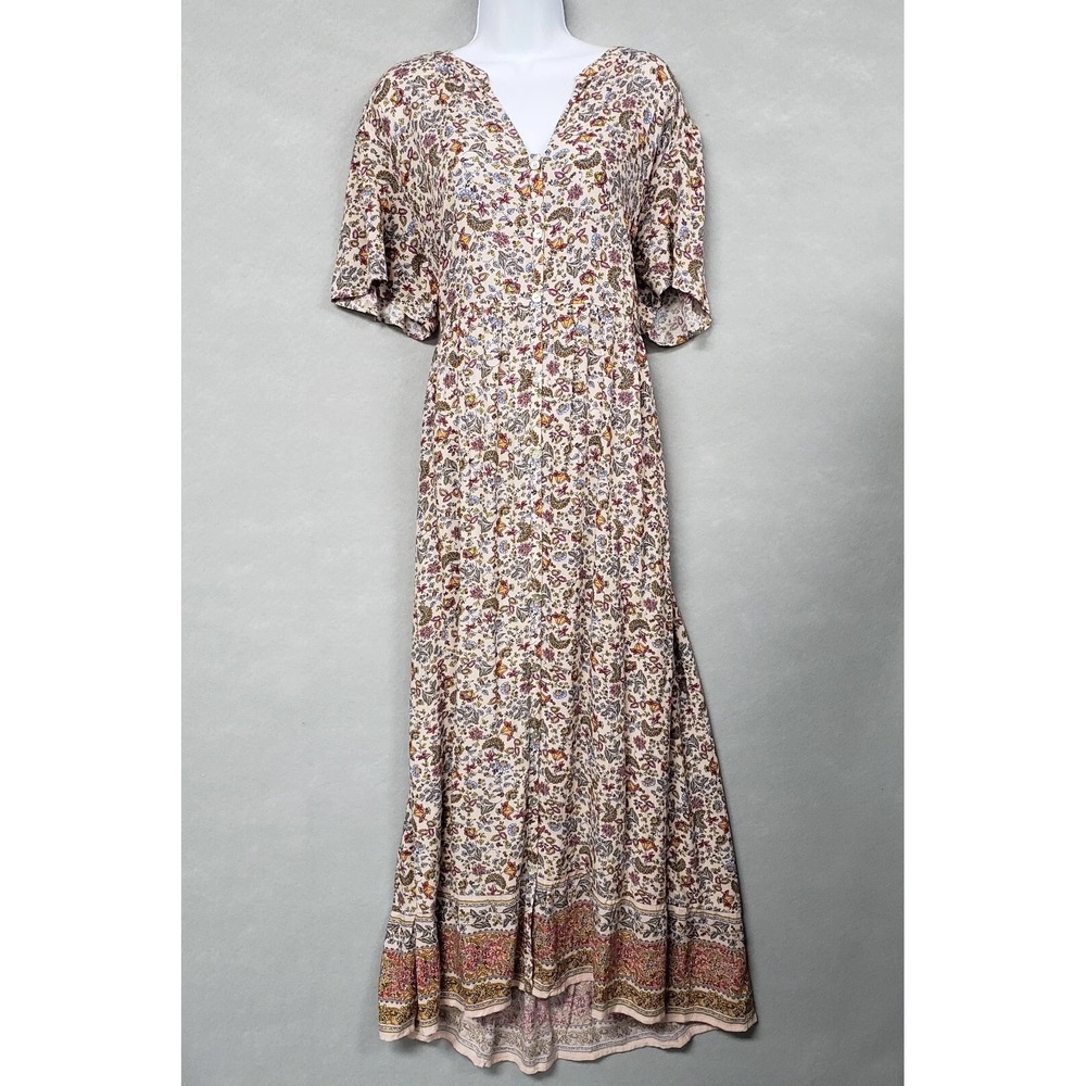 NWT J. Jill Maxi Dress Women's XL Floral Pink Blush Cottagecore Relaxed Feminine